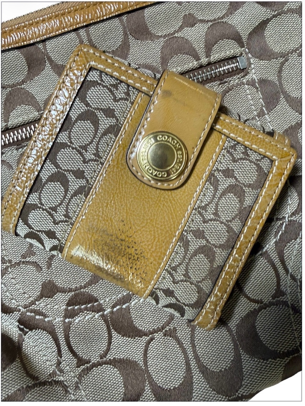 Y2K Coach Signature C Hobo Bag & Matching Wallet Set Khaki Tan Brown - Picture 7 of 13